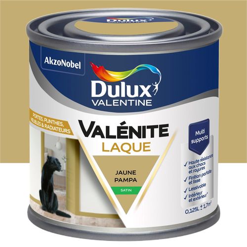 Laque acrylique Valénite Dulux Valentine jaune pampa satin 0,125L