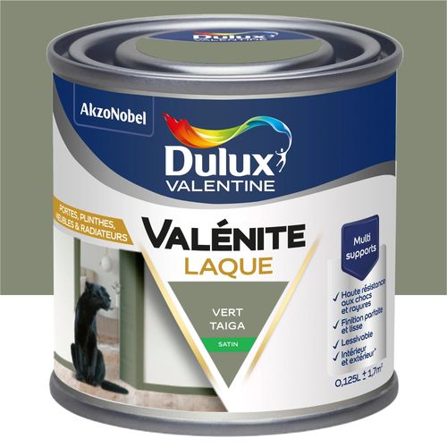 Laque acrylique Valénite Dulux Valentine vert taiga satin 0,125L