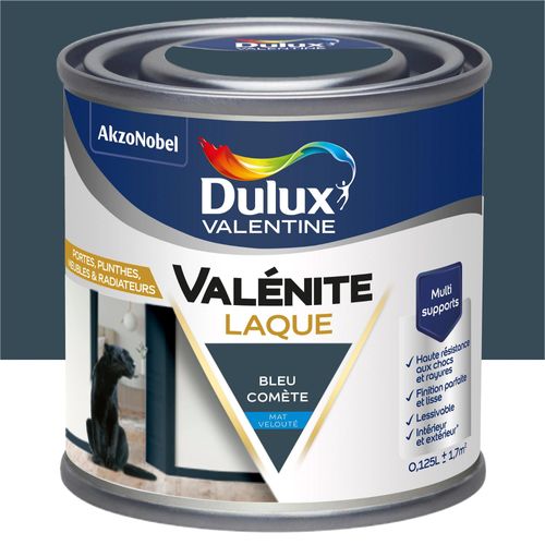 Laque acrylique Valénite Dulux Valentine bleu comète mat 0,125L