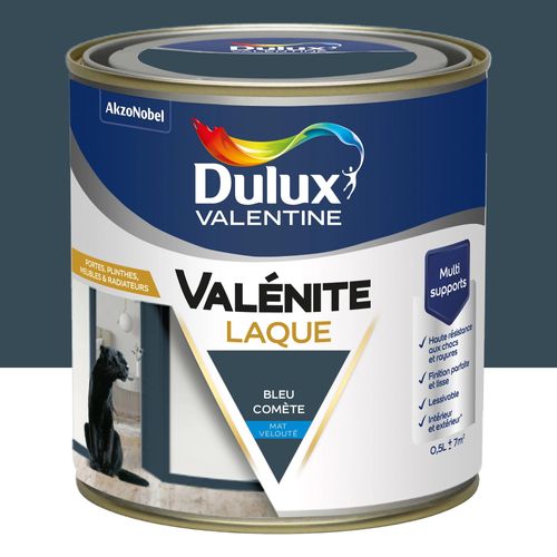 Laque acrylique Valénite Dulux Valentine bleu comète velouté mat 500ml