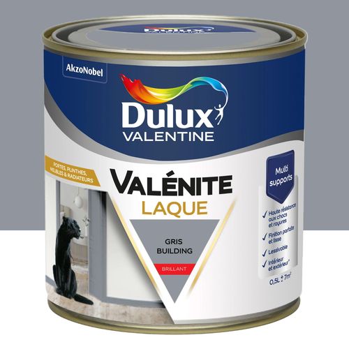 Laque acrylique Valénite Dulux Valentine gris building brillant 500ml