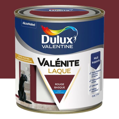 Laque acrylique Valénite Dulux Valentine velouté rouge basque mat 500ml