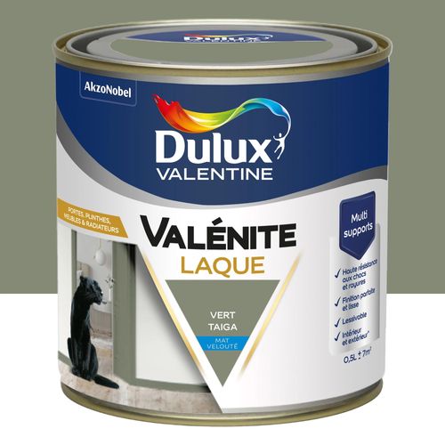 Laque acrylique Valénite Dulux Valentine vert taiga mat velouté 500ml