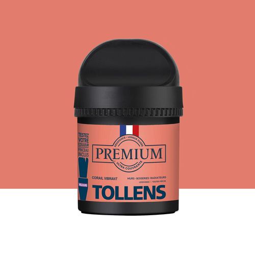 Peinture Tollens premium murs, boiseries et radiateurs rose corail vibrant velours 50ml