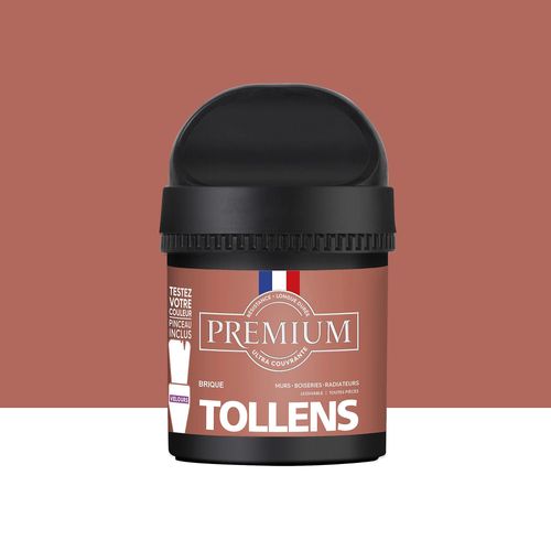 Peinture Tollens premium murs, boiseries et radiateurs marron brique velours 50ml