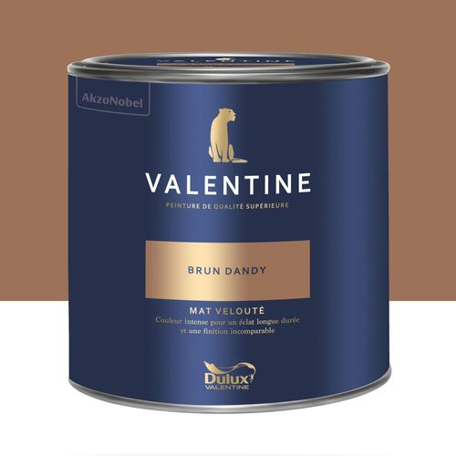 Peinture Valentine murs et boiseries Dulux Valentine marron brun dandy velouté mat 2L