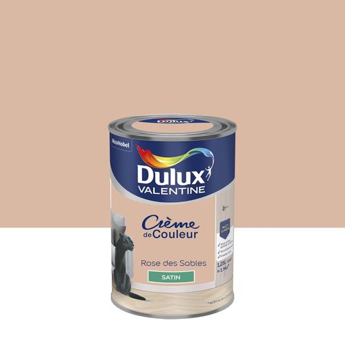Peinture couleur murs, boiseries et radiateurs Crème de couleur Dulux Valentine rose des sables satin 1,25L