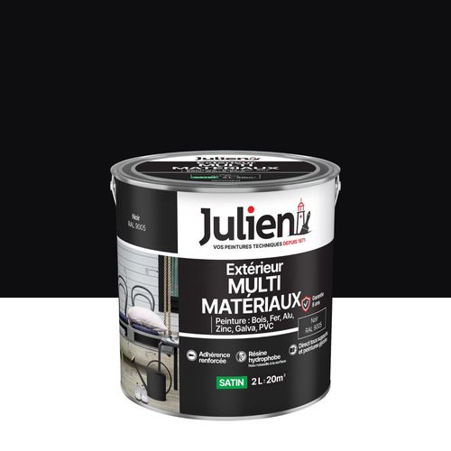 Peinture extérieure multi-matériaux Julien noir satin 2L