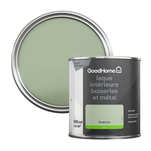 Peinture métal et bois GoodHome satin vert Limerick 500ml