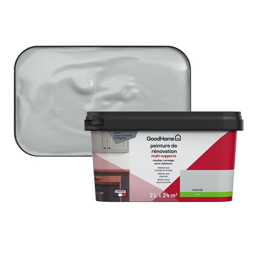 Peinture de rénovation GoodHome multi-supports satin gris Melville 2L
