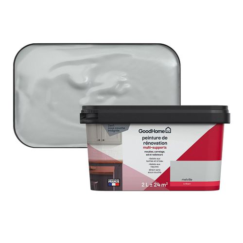 Peinture de rénovation GoodHome multi-supports brillant gris Melville 2L