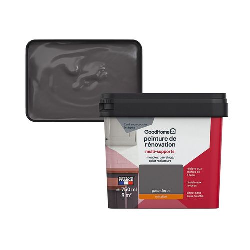 Peinture de rénovation GoodHome multi-supports brillant gris Pasadena 750ml
