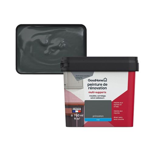 Peinture de rénovation GoodHome multi-supports mat gris Princeton 750ml