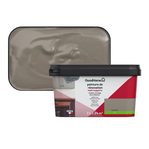 Peinture de rénovation GoodHome multi-supports satin marron Caracas 2L
