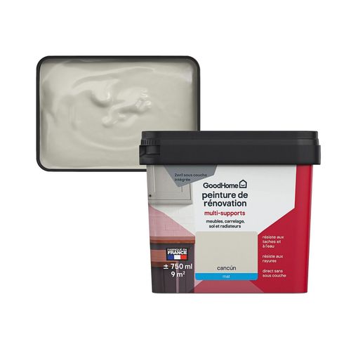 Peinture de rénovation GoodHome multi-supports mat beige Cancún 750ml