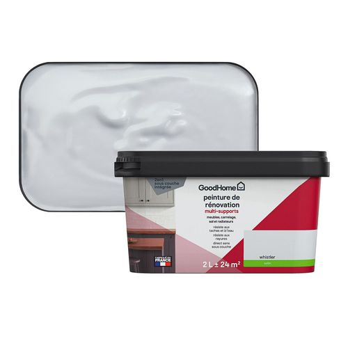 Peinture de rénovation GoodHome multi-supports satin blanc Whistler 2L