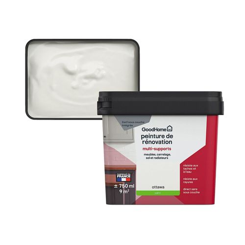 Peinture de rénovation GoodHome multi-supports satin crème Ottawa 750ml