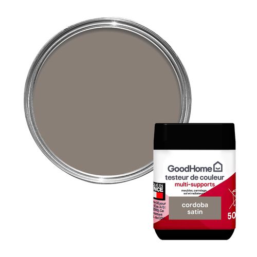 Peinture de rénovation GoodHome multi-supports satin marron Córdoba 70ml