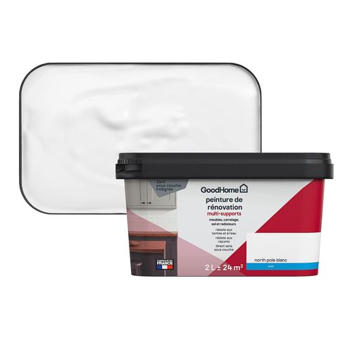 Peinture de rénovation GoodHome multi-supports mat blanc blanc North Pole 2L