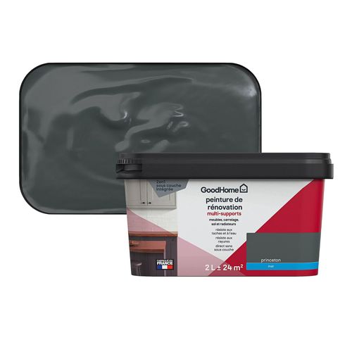 Peinture de rénovation GoodHome multi-supports mat gris Princeton 2L