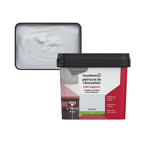 Peinture de rénovation GoodHome multi-supports satin blanc Whistler 750ml