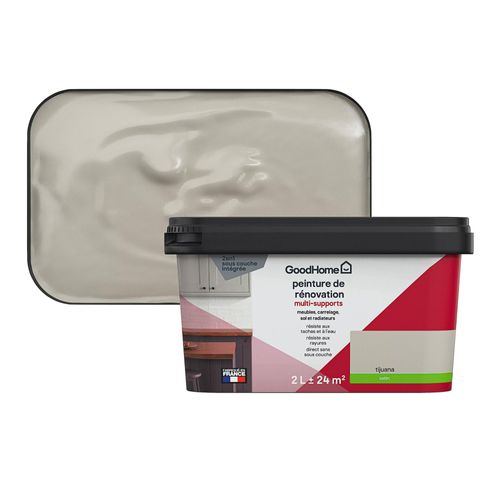 Peinture de rénovation GoodHome multi-supports satin marron Tijuana 2L