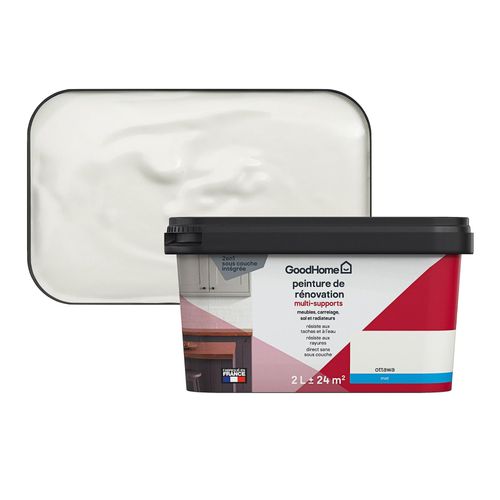 Peinture de rénovation GoodHome multi-supports mat crème Ottawa 2L
