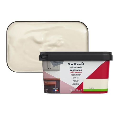 Peinture de rénovation GoodHome multi-supports satin Jaune Toronto 2L