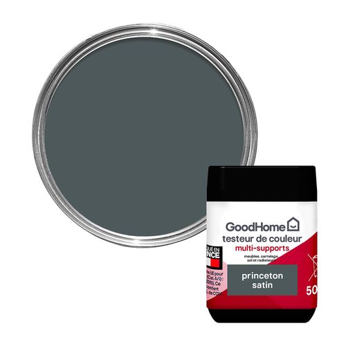 Peinture de rénovation GoodHome multi-supports satin gris Princeton 50ml