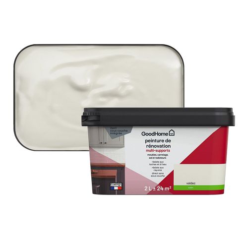 Peinture de rénovation GoodHome multi-supports satin crème Valdez 2L