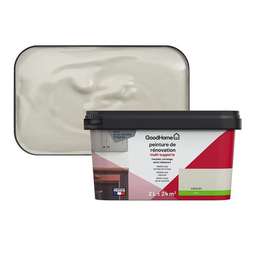 Peinture de rénovation GoodHome multi-supports satin beige Cancún 2L