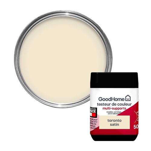 Peinture de rénovation GoodHome multi-supports satin Jaune Toronto 50ml