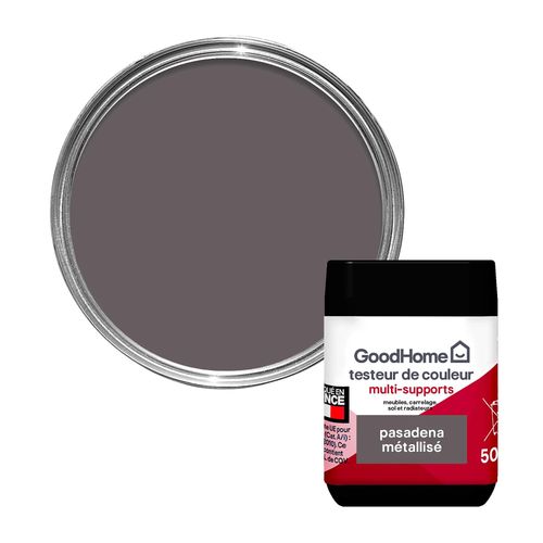 Peinture de rénovation GoodHome multi-supports brillant gris Pasadena 50ml