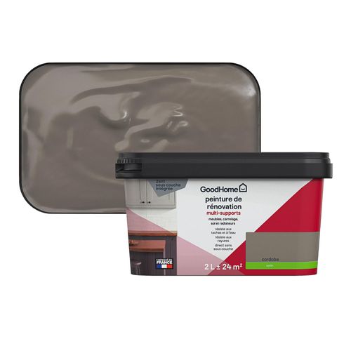 Peinture de rénovation GoodHome multi-supports satin marron Córdoba 2L