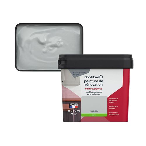 Peinture de rénovation GoodHome multi-supports satin gris Melville 750ml