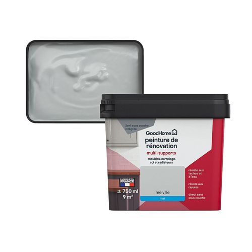 Peinture de rénovation GoodHome multi-supports mat gris Melville 750ml