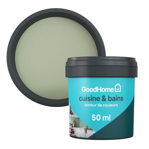 Peinture cuisine et salle de bains GoodHome vert Limerick satin 50ml