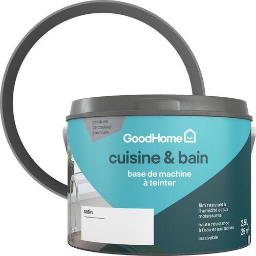 Peinture cuisine et salle de bains GoodHome satin base A 2,5L