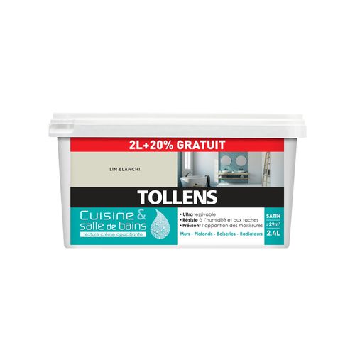 Peinture Cuisine et salle de bains Tollens beige Lin blanchi 2L+20%