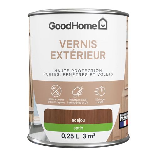 Vernis extérieur bois satin acajou GoodHome 0,25L