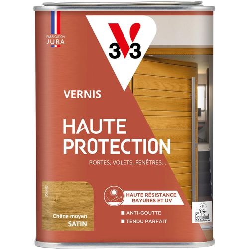 Vernis bois extérieur haute protection V33 chêne moyen satin 1l