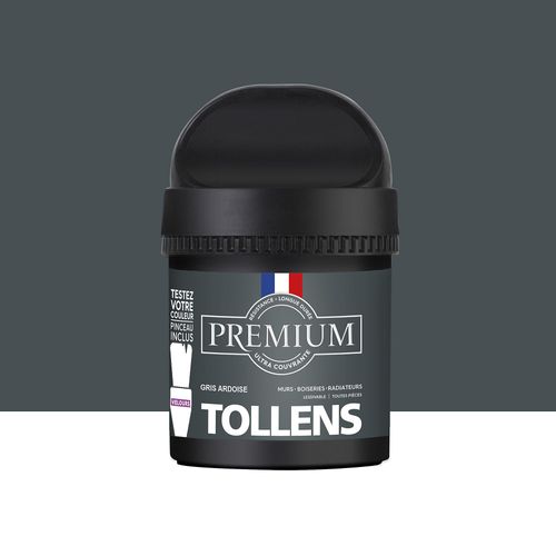 Peinture Tollens premium murs, boiseries et radiateurs gris ardoise velours 50ml