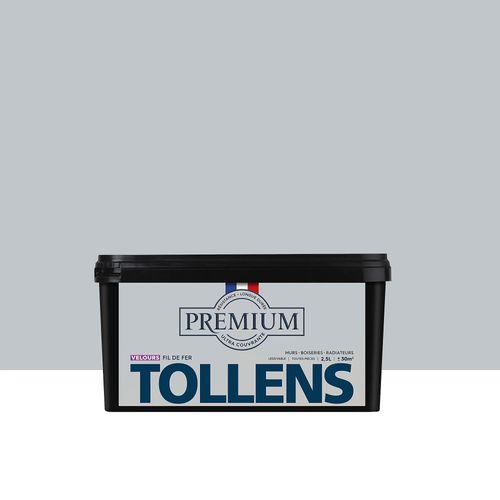 Peinture Tollens premium murs, boiseries et radiateurs gris fil de fer velours 2,5L