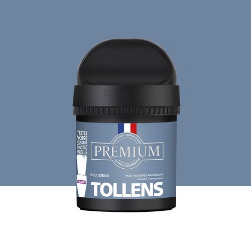 Peinture Tollens premium murs, boiseries et radiateurs bleu denim velours 50ml