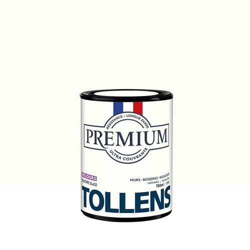 Peinture Tollens premium murs, boiseries et radiateurs blanc sucre glace velours 750ml