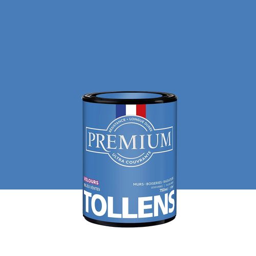 Peinture Tollens premium murs, boiseries et radiateurs bleu venitien velours 750ml
