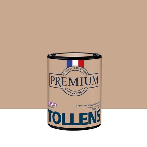 Peinture Tollens premium murs, boiseries et radiateurs beige antilope velours 750ml