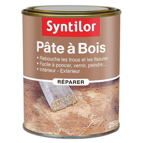 Pâte à bois rebouche fissures et imperfections blanc Syntilor 250g