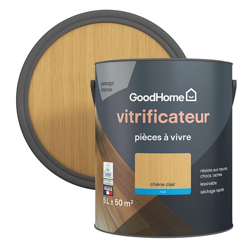 Vitrificateur pièces à vivre GoodHome chêne clair mat 5L