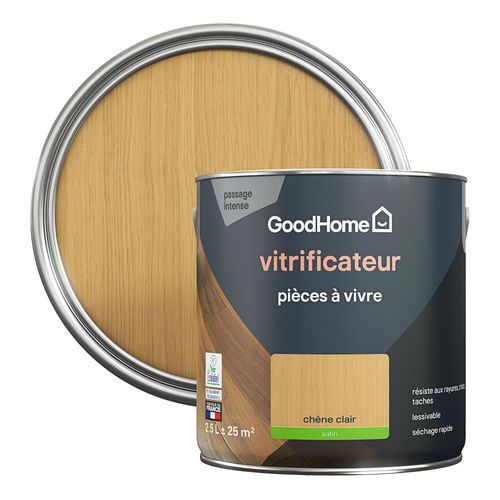 Vitrificateur pièces à vivre GoodHome chêne clair satin 2,5L